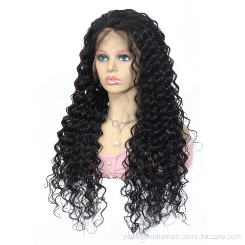 Natural Hairline Transparent Lace Frontal Vietnamese Human Hair Deep Wave Wig Vendor Swiss Lace Front Wig Pre Plucked Hairline